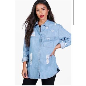 Distressed Maternity Jean Top